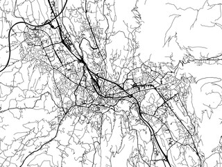 Vector road map of the city of  Chambery in France on a white background.