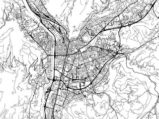 Fototapeta na wymiar Vector road map of the city of Grenoble in France on a white background.