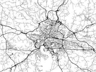 Vector road map of the city of  Quimper in France on a white background.