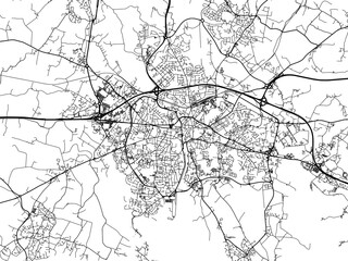 Fototapeta premium Vector road map of the city of Vannes in France on a white background.