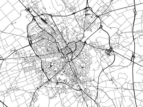 Vector road map of the city of  Troyes in France on a white background.