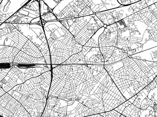 Vector road map of the city of  Aulnay-sous-Bois in France on a white background.
