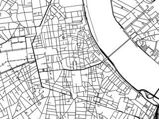 Vector road map of the city of  Bordeaux Centre in France on a white background.