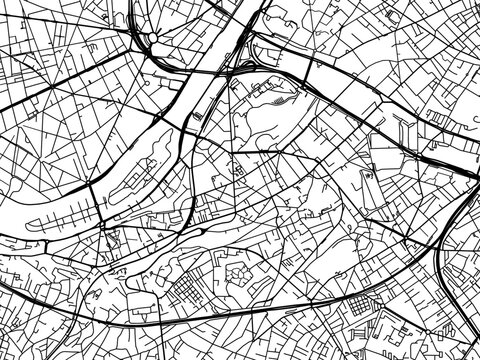 Vector road map of the city of  Issy-les-Moulineaux in France on a white background.