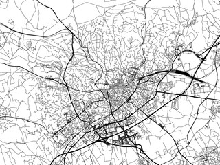 Vector road map of the city of  Nimes in France on a white background.