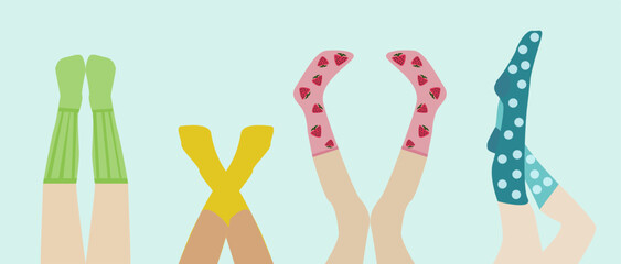 Four legs in bright socks vector