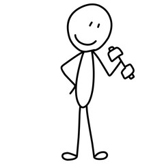 Funny Stick Figure Sports Gestures In Various Poses. Simple Doodle Drawing