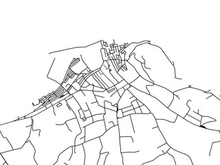 Vector road map of the city of  Saint-Tropez in France on a white background.