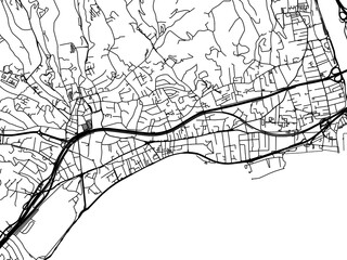 Vector road map of the city of  Cagnes-sur-Mer in France on a white background.