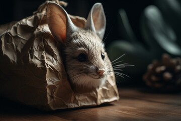 A bag made from paper intended for a small animal companion. Generative AI