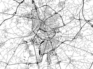 Obraz premium Vector road map of the city of Le Mans in France on a white background.
