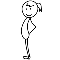 Funny Stick Figure Sports Gestures In Various Poses. Simple Doodle Drawing