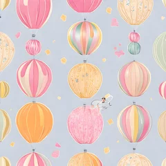 Printed roller blinds Air balloon seamless pattern with balloons and flowers, flowers 
