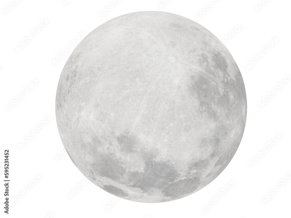 Wall mural moon on white full moon that lights up in the night.