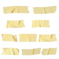Ten strips of ripped yellow textured adhesive kraft paper / white masking tape. Can be used to...