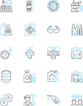 Chemical transformation linear icons set. Reactivity, Conversion, Reaction, Metabolism, Conversion, Catalysis, Synthesis line vector and concept signs. Decomposition,Activation,Dehydration outline