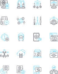 Electronic retail linear icons set. Gadgets, Devices, Technology, Digital, Appliances, Computers, Gaming line vector and concept signs. Audio,Video,Smartphs outline illustrations