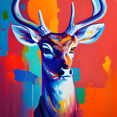 ai-generated illustration of a deer done as a colorful painting