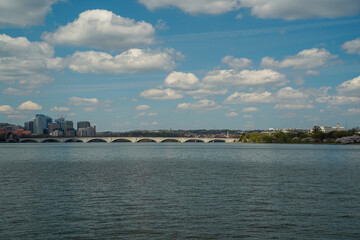 georgetown view from cruise on potomac river washignton dc on riverboat water taxi