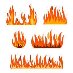 Set Of Burning Fire Illustration 