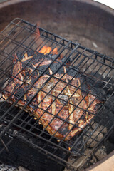 Rack of Lamb cooking on open fire
