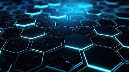 Obraz premium Abstract technological hexagonal background digital Technology Network Background Illustration Futuristic point wave.