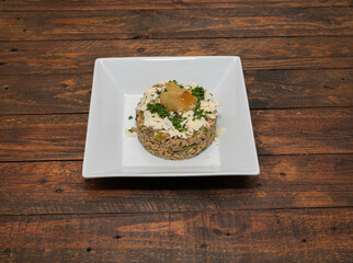 Delicious vegan mushrooms and broccoli risotto