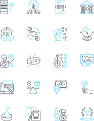 Strategic planning linear icons set. Forecasting, Analysis, Goal-setting, Vision, Execution, Resource allocation, Prioritization line vector and concept signs. Decision-making,Long-term,Adaptation