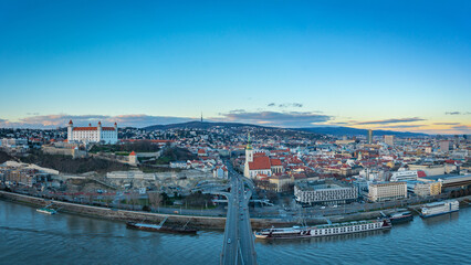 Bratislava in Slovakia. City panorama from above.