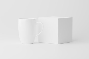 Ceramic Mug Cup For Coffee Tea White Blank 3D Rendering Mockup