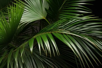 Obraz na płótnie Canvas Isolated green tropical foliage including coconut leaves and palm fronds. Clipping path available. Generative AI