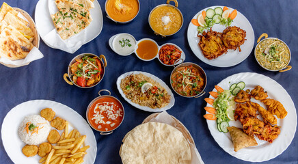 Assorted freashly made Indian food ready to be served