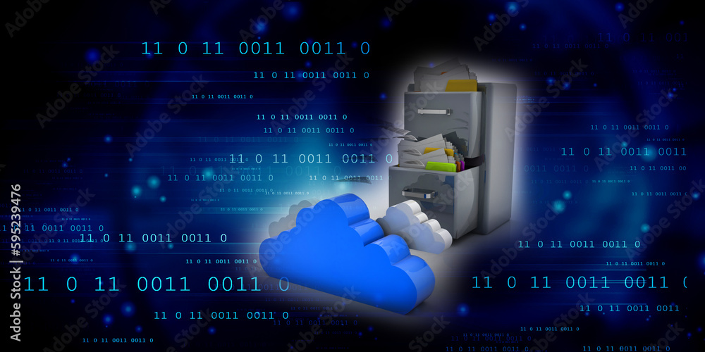 Poster 3d rendering cloud folder storage