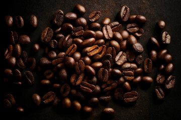 Coffee beans top view background