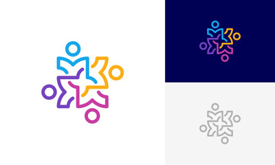 Fototapeta premium Community people, social community, human family logo abstract design vector 