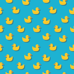Yellow ducks seamless pattern