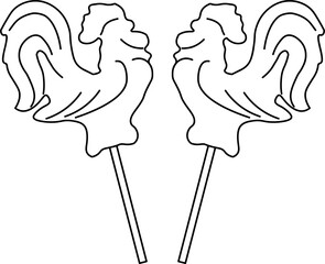 vector lollipop cockerel. line on white background