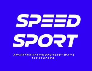 Vector bright Poster Speed Sport. Trendy artistic Font. Creative Alphabet Letters and Numbers set