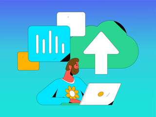 Business collaboration cloud computing flat vector concept operation hand drawn illustration
