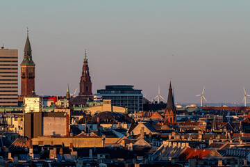 Obraz premium Copenhagen, Denmark The skyline of the capital at sunset.