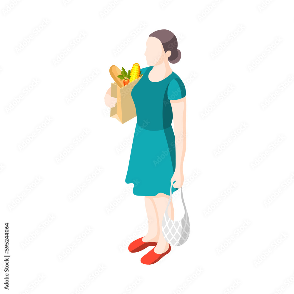 Canvas Prints isometric woman shopping