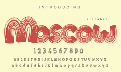 Moscow font. Elegant alphabet letters font and number. Classic Copper Lettering Minimal Fashion Designs. Typography fonts regular uppercase and lowercase. vector illustration