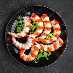 crab sticks shrimp shape seafood fresh meal food snack on the table copy space food background rustic top view © Alesia Berlezova