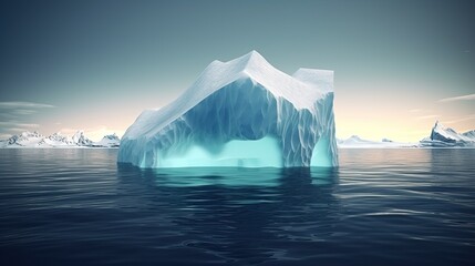 Illustration of an iceberg floating in the water created using generative AI tools