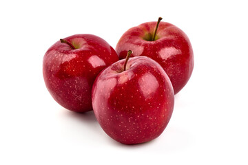 Shiny Red ripe apples, isolated on white background. High resolution image.