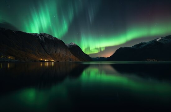 Northern Lights, beautiful and majestic. Generative AI