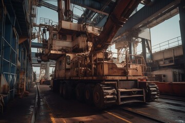 Fototapeta na wymiar Crane for loading and unloading ships. Generative AI