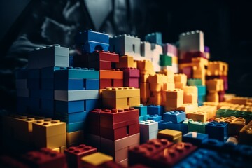 Colorful building blocks for DIY projects. Generative AI