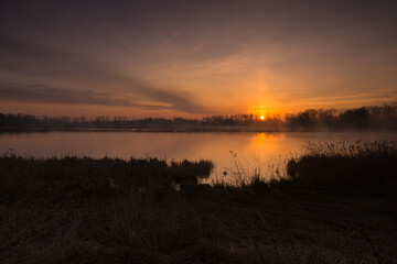 Fototapeta premium Sunrise over the ponds in Lesser Poland