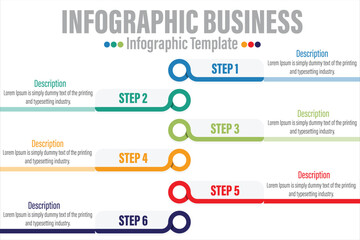 Fototapeta na wymiar 6 Steps Shape elements with steps,road map,options,milestone,timeline,processes or workflow.Business data visualization.Creative step infographic template for presentation,vector illustration.